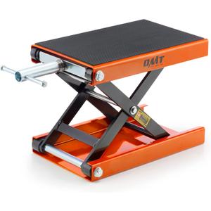 Orion Motor Tech Motorcycle Lift, 1100lb Scissor Lift Jack with Wide Deck T Handle 3/8" Socket, Motorcycle Center Stand with Chain Brush, Crank Hoist Stand for ATV Dirt Bike Cruiser, Orange