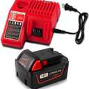 18V 6.0Ah Replacement for Milwaukee 18V Battery and 48-11-1840 Charger Combo (Not Made in Milwaukee)