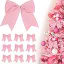 12Pcs Pink Velvet Bows Christmas Tree Decorations,6inch Valentines Ornaments for Tree Weath Garland Mantle Home Front Door Fireplace Holiday Decor