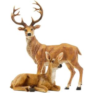Resin Female Deer & Standing Male Deer Figurine Animals Statue Home Garden Yard Ornament Lawn Outdoor Patio Decor