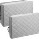 HOXHA 2 Pack Indoor Air Conditioner Cover for Window Units, Inside Window AC Covers with Free Elastic Straps