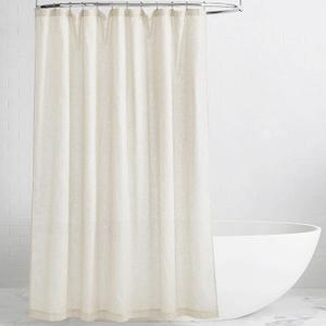 KGORGE Natural Linen Shower Curtain for Bathroom - Linen Blend Button Hole Semi Sheer Lightweight Waterproof Shower Curtains for Bathtub, 54 x 78 inches Long, Hooks Included