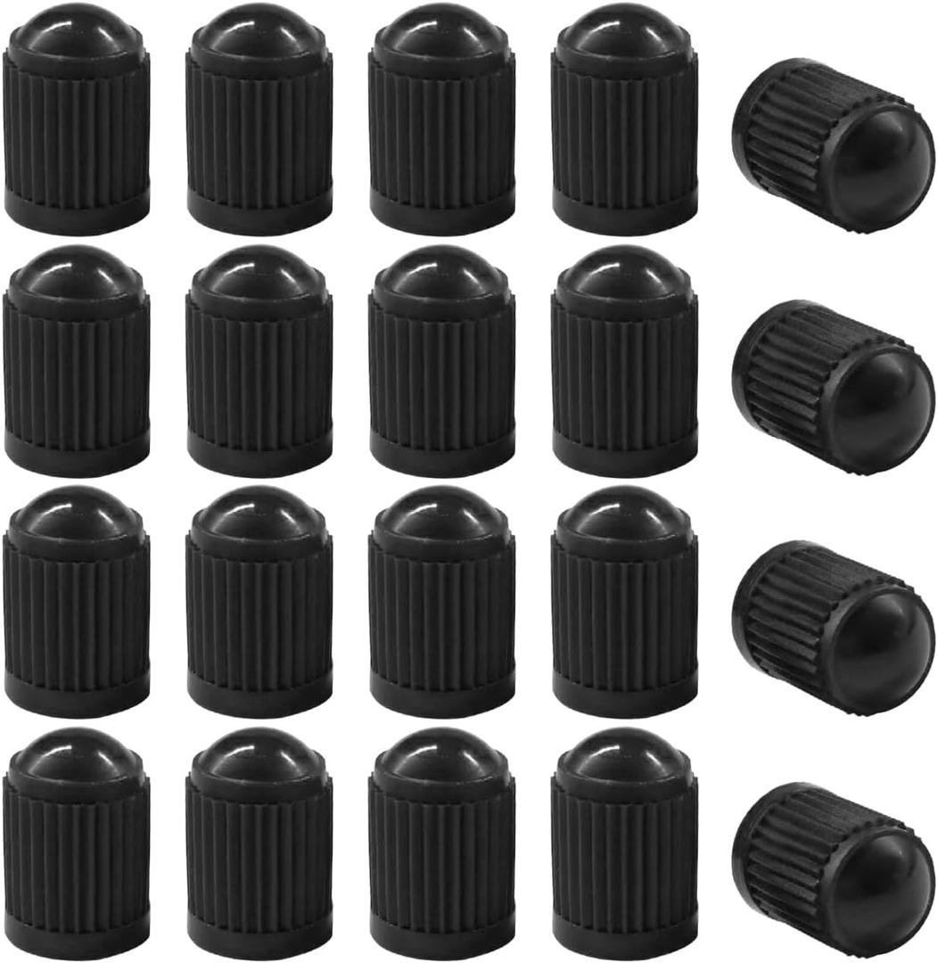 20PCS Car Tire Valve Stem Caps, Plastic Tire Stem Valve Dust Cover with O Rubber Seal, Universal Tire Air Valve Cap Stem Covers for Cars, SUVs, Trucks, Bikes and Motorcycles (Black)
