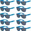 Wholesale Bulk Unisex 80's Retro 100% UV Sunglasses for Adults - 10 Pack - w/Flex Hinges (Electric Blue | Smoke)