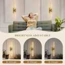 camuucci Battery Operated Wall Sconces Set of 2 Rechargeable Battery Powered Wall Light with 12000mAh Not Hardwired Dimmable Wall Lamp Fixtures for Bedroom Living Room Gold 20.9 Inches