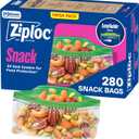 Ziploc Snack Bags, Easy Open and Close, Plastic Food Storage Bags, 280 Bags Total
