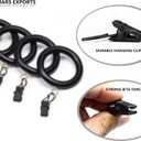 24 Pieces Curtain Rings with Clips Wooden for 1-1.5 inch Rod, Window Shower Curtain Hooks, Dark Wood Curtain Rod Rings with Clips, Wood Curtain Rings with Eyelet, Drapery Rings. (24)