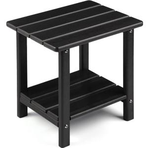 Apolimi Adirondack Outdoor Side Table, 2-Tier Sturdy Patio End Table Weather Resistant, 16.5" Solid Side Table for Patio, Pool, Porch