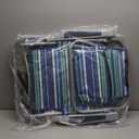 Beach Chairs for Adults Heavy Duty, Compact Portable Lay Flat Folding Chair with Backpack Straps and Large Cooler Pouch, Support to 350LBS (Stripes_Blue&Cyan)