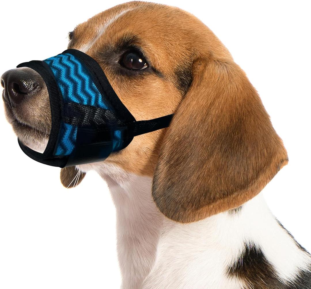 Dog Muzzle for Dogs to Anti & Prevent Biting Barking Chewing, Soft Grooming Muzzle for German Shepherd with Adjustable Strap (Blue, XL Snout(8.7''-10.2''))