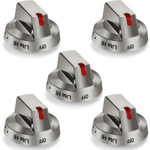 TOMOON Replacement Knobs for Sam-Sung NX58H5600SS, NX58K7850SS, NX58H5650WS, NX58F5700WS Gas Range Stove - 5 Pack Stainless Steel Control Dial, Compatible with DG64-00473A