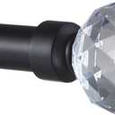 EXCLUSIVE HOME Crystal Ball 1" Curtain Rod and Coordinating Finial Set, Matte Black, Adjustable 66"-120"