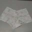 WDIRARA Women's Lace Panties Low Rise See Through Briefs Sexy Cheeky Sheer Underwear White Large