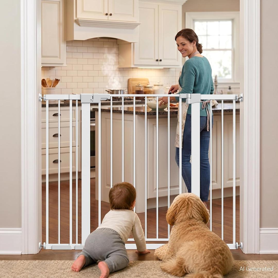 36 Tall Pet Gate with Door 29.7-48.8 Wide Adjustable Baby Gate | Auto Close, Pressure Mount Dog Gates for Doorways No Drilling, Indoor Puppy Gates for the House, Stairways, Hallways