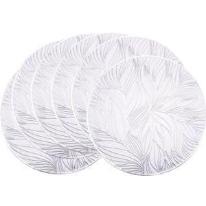 pigchcy Leaf 15 inches Silver Placemats Set of 6 Washable Holiday Decoration Indoor Outdoor, Waterproof Non Slip Party Birthdays Weddings Centerpiece Dinners
