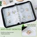 Earring Organizer Case Travel Jewelry Storage Book Clear with Small Zippered Pouch (Black, With 80 Pcs small Jewelry Pouches)