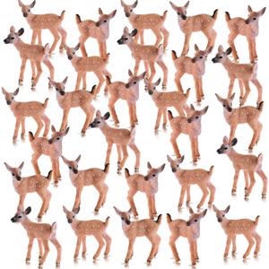 Skylety 28 Pieces Miniature Deer Figurines for Crafts Deer Cake Toppers Mini Figurines Toys for Birthday Party Shower Decorations