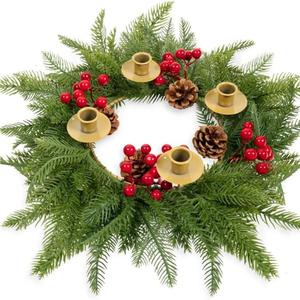 Ribbon Christmas Wreath Christmas Ornament Christmas Candlestick Garland Candle Cup(6F)