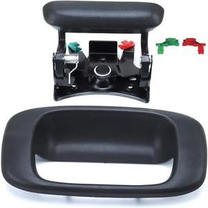Gaoyeer Tailgate Handle Latch and Bezel Trim with 2 Pairs Rod Clips fit for 1999-2007 Chevy Silverado GMC Sierra 1500 2500 3500 | Replaces# 15997911, 15228539, 15228541, 15228540, 77488