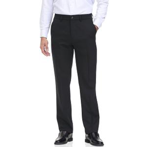 Soojun Men's Classic Fit Flex Waist Flat Front Dress Pant (33W x 30L, Black)