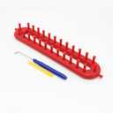 Rectangle Knitting Loom Set, Knitting Loom Scarf Rectangle Crochet Hook with Needles Weaving Tool Set, Long Looms Scarf Sweater Shawl Stitch Knit Baby Blankets(Size:26cm red)