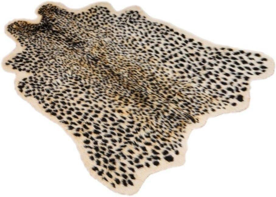 Leopard Print Area Rug Faux Cowhide Skin Fur Non-Slip Cheetah Rug Small Accent Distressed Animal Print Hide Mat Floor Carpet for Door Mat Entryway Bedrooms Laundry Room Decor 3.3x2.95Ft, Leopard