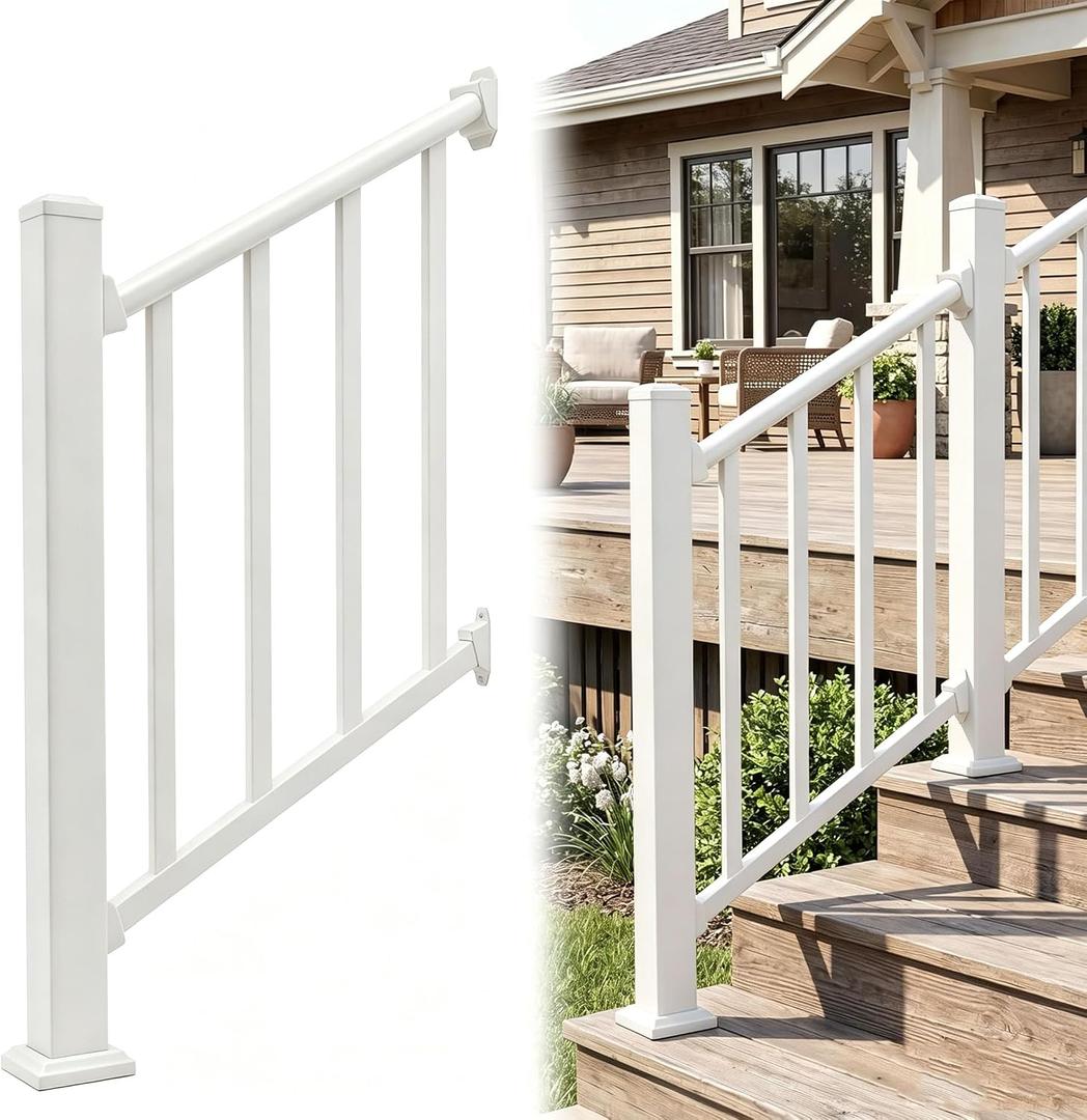 2FT White Deck Railing Kit for Deck, Porch, Patio & Balcony