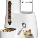 2 in 1 Hamster Water Bottle - Automatic Food Bowl, No Drip Small Animal Water Bottle Dispenser, for Syrian Dwarf Hamsters, Gerbils, Mouse, Hedgehog, Hamster Cage Accessories (White, Large)