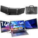Maxfree Laptop Screen Extender, 14" FHD 1080P Triple Monitor for 13.3"-16.5" Laptop with Stand, HDMI/USB-C, Plug & Play, Built-in Speakers, Monitor Extender for Wins, MacOS, Android, Ps4/5, Phone