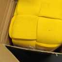 Cmishe Ottoman Foot Rest Soft and Comfortable Ottoman Square Corduroy Woven Design Sofa Stool (Yellow-L)