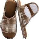 Adjustable Open-Toe Mens Slippers Memory Foam House Slippers with Non-Slip Soles Indoor and Outdoor Shoes Gifts for Men Him Dad, 40-41, Brown