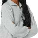 Amazon Essentials Women's Sweaters, Dressy Casual, Mid Gauge Stretch, Half Zip, Polo Collar (Grey Heather)