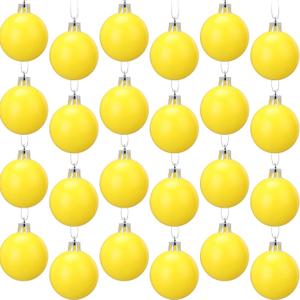 24 Pcs 2.4 inches Yellow Christmas Ball Christmas Tree Ornaments Christmas Tree Pendants Xmas Shiny Balls Baubles Set for Christmas Tree Hanging Wreath Garland DecorationsMatte Yellow