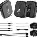 ZOWEETEK Wireless Lavalier Microphone Dual Channel,Suitable for iPhone,Android Phone,Ipad,DSLR,GoPro,Camera,Laptop.