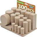 300 Pcs Felt Pads, Beige Felt Furniture Pads for Protecting Hardwood Floors, Round, 4 Assorted Sizes Value Pack, Felt Pads Furniture Feet Best Wood Floor Protectors for Hardwood Laminate Flooring