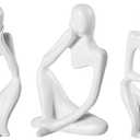 Thinker Statue Gold Decor Abstract Art Sculpture, Golden Resin Collectible Figurines for Home Living Room Office Shelf Decoration, Great Gifts Ideas (White)