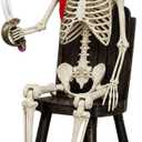 HOMELEX 5.4 Ft Halloween Skeleton Decoration, Life Size Pirate Skeleton