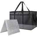 Bodaon 1PK Thermal Insulated Food Delivery Bag with Hard Bottom - 3X-Large Catering Cooler Bag for Hot and Cold Meals - Ideal for Commercial Pizza Transport, Grocery, Restaurants, and Events. Black