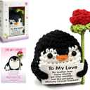 Mothers Day Card Gifts for Mom, Funny Mothers Day Gift Card for Mom from Daughter Son, Sentimental Mother's Day Card, Cute Crochet Penguin Decoration