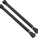 AIZESI 2PCS Black Tension Curtain Rod 16-26 Inch, 7/8" Diameter, No Drilling Short Spring Curtains Rod, Small Tension Rods for Window, Kitchen, Doorway, Closet