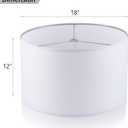 Wellmet Self-assembly Lampshade, White, 18" Top x18" Bottom x12" High, Drum Lampshade for Table Lamp, Bedside Lamp, Floor Lamp, Fabric Replacement Lamp Shade Classic Modern Style, Spider Fitter, 18x18x12