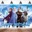 Large 6.89 * 4.92Ft Winter Princess Banner, Happy Birthday Banner, Birthday Backdrop for Outside Inside Photo Booth