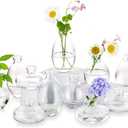 Glass Bud Vases Set of 12, Hewory Cute Clear Small Vases Handmade, Mini Glass Flower Vase for Floral Arrangement, Tiny Centerpiece for Wedding Party Events Home Office Table Decor (Not Include Flower)