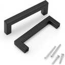 KNOBWELL 10 Pack 4 Inch Cabinet Pulls Kitchen Cabinet Handle, Stainless Steel Matte Black Cupboard Handles for Wardrobe Furniture Dresser Drawer Hole Distance 4", Overall Length 4-1/2" (Hole Center:4 inch(102mm))