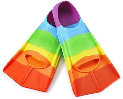 Prsca Kids Swim Fins,Short Youth Fins Swimming Flippers,Swim Training Fins for Lap Swimming,for Children Girls Boys Beginners Size EU 25-27