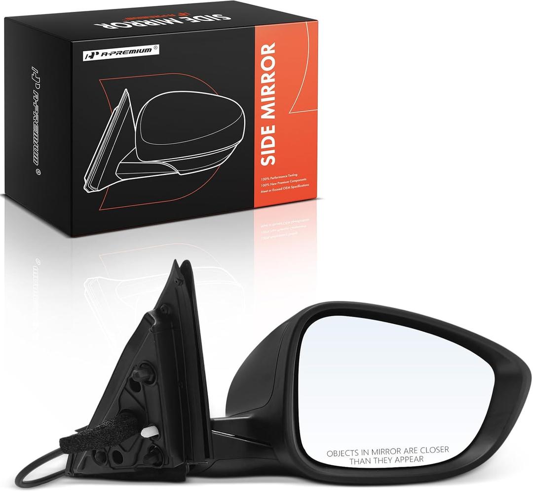 A-Premium Right Passenger Side Power Door Mirror - Compatible with Honda Accord 2018 2019 2020 2021 2022 - Non-Heated, Manual Folding, Black (Paint to Match), w/ 3-Pin Connector, Replace# 76208TVAA02