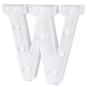 Restaurantware Illumify 8.7 x 1.2 x 8.7 Inch Light Up Letter 1 Durable Marquee LED Light - Letter W Touchproof White Plastic Party Light Keyhole Slot For Parties Weddings Or Special Events