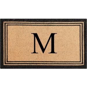 A1HC Natural Coir Monogrammed Doormat, Heavy Duty Anti-Shedding Front Door Mat, Personalized Welcome Mat for Outside, Porch, Entrance, Easy Clean Entryway Door Mat - 24" x 39", M