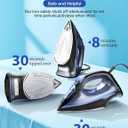 Sundu Steam Iron for Clothes with Rapid Heating Ceramic Coated Soleplate, 1500W with Precise Thermostat Dial, Self-Cleaning, Auto-Off, 15.21oz Water Tank for Home Clothes Ironing Use, Blue