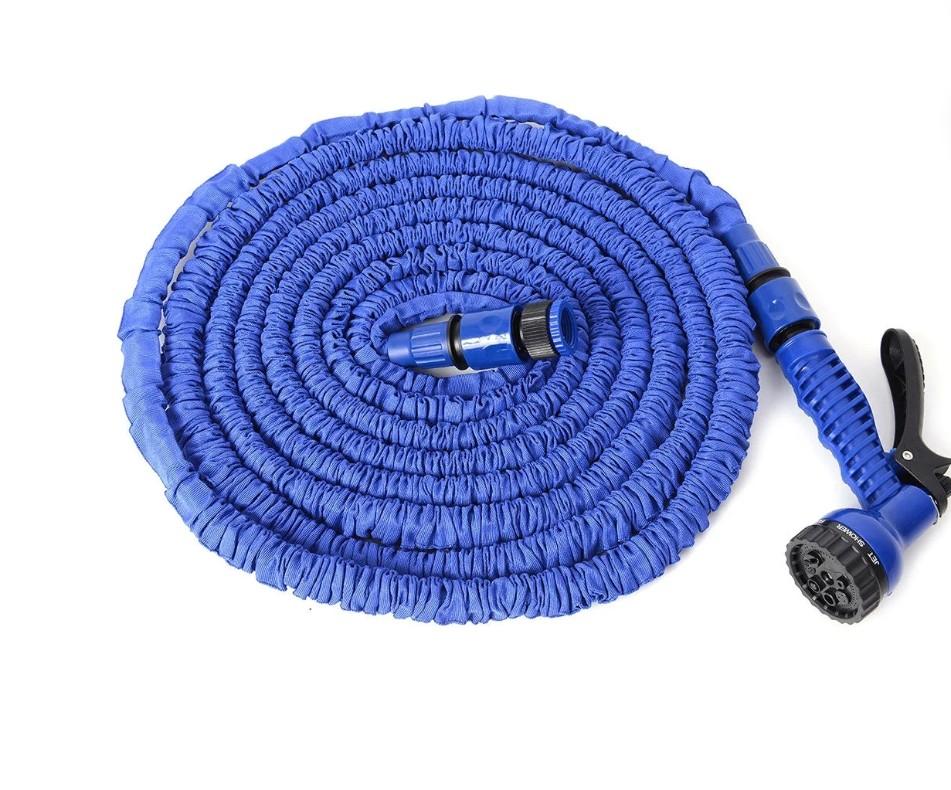 Other 75 ft. Expandable Hose - Blue, Silicone, 5 Bar Pressure, 3x Fold, No Twist, Compact, DIN Connector, Multi-Purpose, Includes Hose & Nozzle